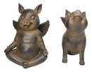 Pack Of 2 Hog Heavens Yoga Pigs In Cobra And Lotus Meditation Pose Figurines