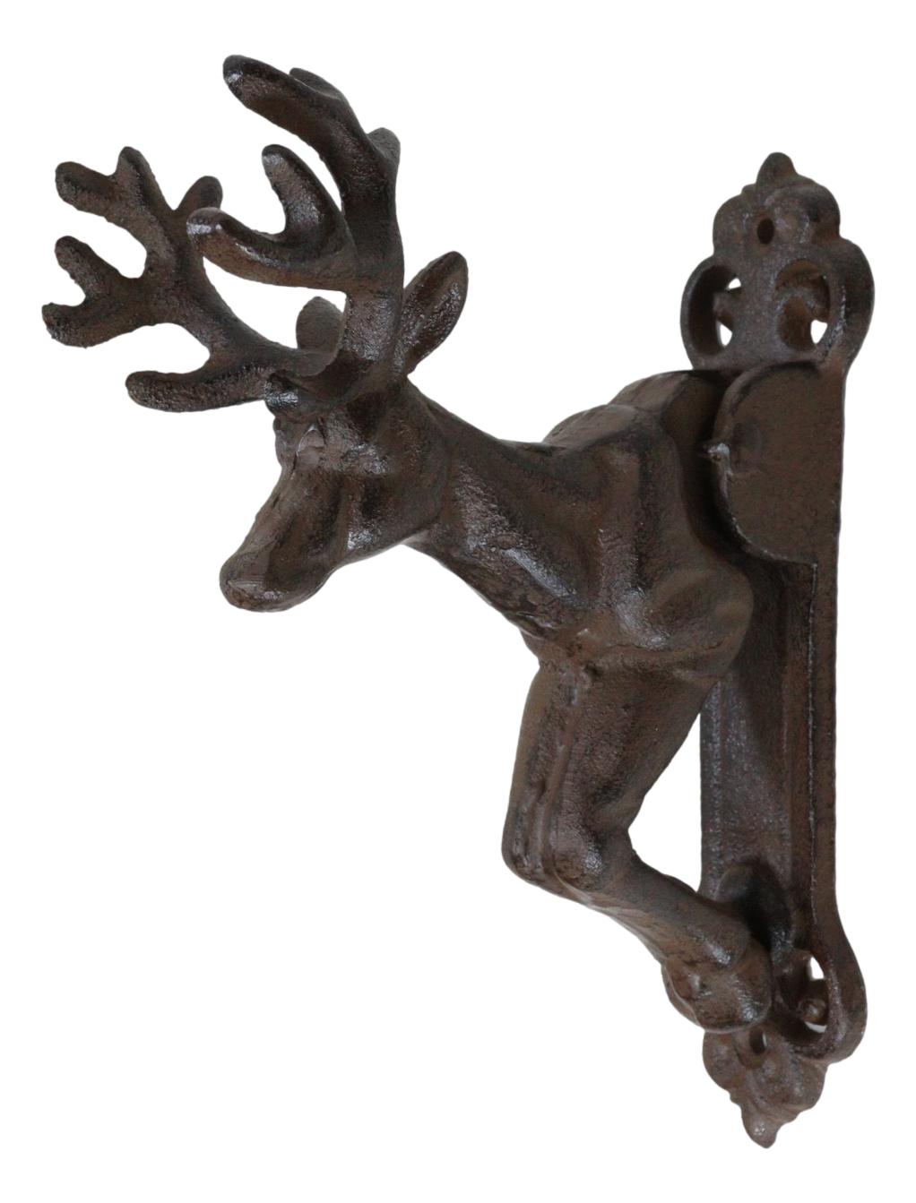Rustic Western Forest Stag Elk Deer Head Cast Iron Door Knocker Cabin Lodge