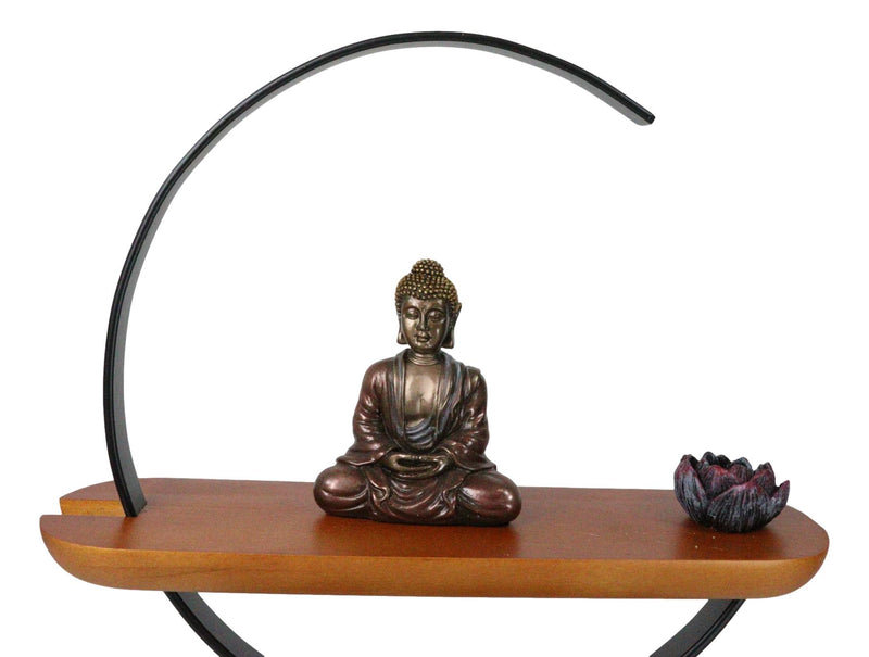 Zen Metal Crescent Amitabha Buddha With Lotus Incense Burner Meditation Tool