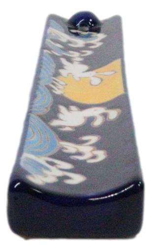Ebros Moon Rabbit Blue Hand Painted Ceramic Incense Stick Holder Ash Catcher