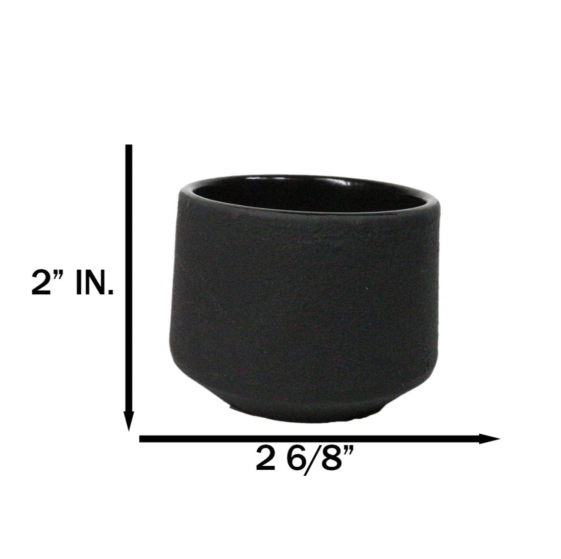 Black Modern Cylindrical Japanese Tetsubin Style Cast Iron Tea Cups Set of 4