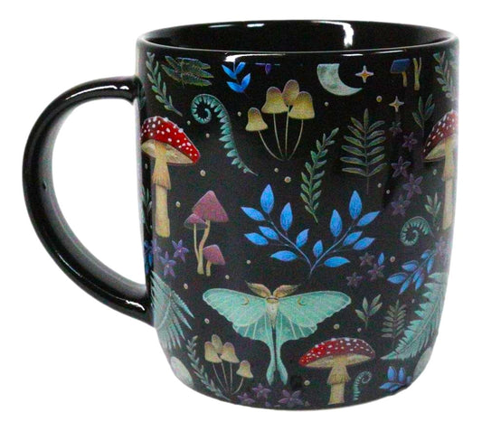 Wicca Magic Dark Forest Mushrooms And Wild Herbs Porcelain Coffee Mug Cup 12oz