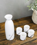 Yukino Hana Snow Flowers Porcelain Sake Carafe Flask 9oz And 4 Ochoko Cups Set