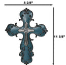 Southwest Rustic French Fleur De Lis Scroll in Turquoise Layered Wall Cross