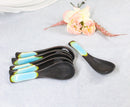 Pack of 6 Aozora Kannyu Crackle Blue Ceramic Asian Soup Spoons With Hook 5.75"L