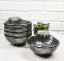 Pack Of 5 Charcoal Grey Tone Hakumu Small Ponzu Miso Soup Bowls With Handle 5oz