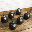 Set Of 6 Charcoal Grey Hakumu Tenmoku Porcelain Soy Sauce Shoyu Flask Dispensers
