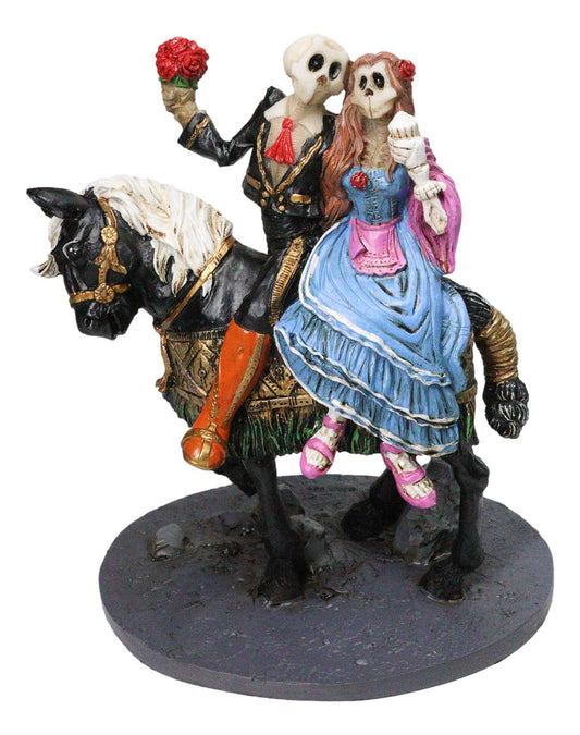 Day Of The Dead Our Special Day Skeleton Mariachi Couple On Black Horse Figurine