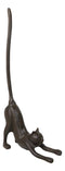 Rustic Cast Iron Crouching Kitty Cat with Long Tail Kitchen Paper Towel Holder