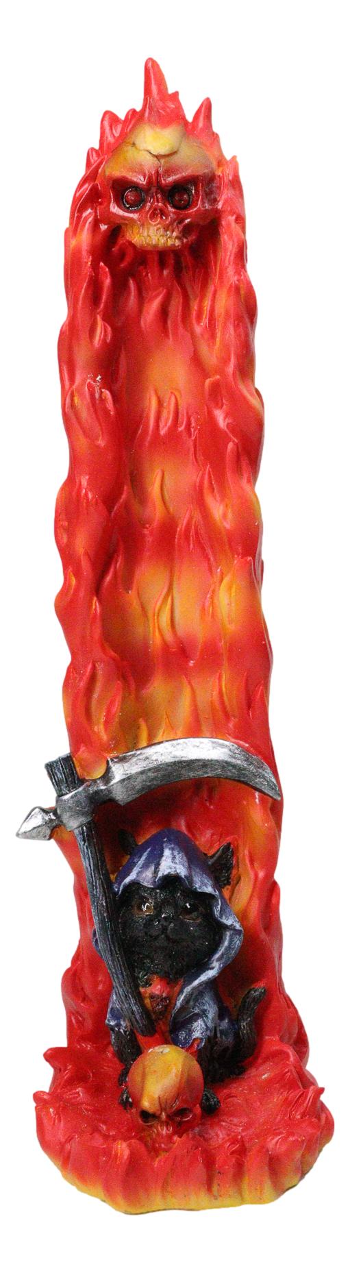 Gothic Grim Reaper Incense Stick Holder Burner Flaming Skull Pillar Ash Catcher