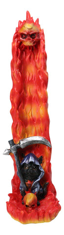 Gothic Grim Reaper Incense Stick Holder Burner Flaming Skull Pillar Ash Catcher