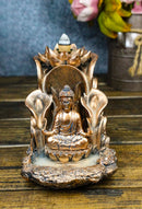 Meditating Buddha Gautama Sitting On Lotus Padma Backflow Cone Incense Burner