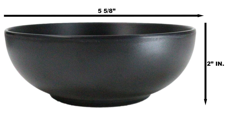 Pack Of 6 Modern Matte Black Melamine Round Appetizer Rice Shallow Bowls 16oz