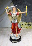 Archangel Saint Michael Holding Sword And Scroll Figurine Brass Name Base 13"H