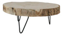 Unfinished Natural Wood Bark Round Slice With Metal Legs Pedestal Stand 11"D