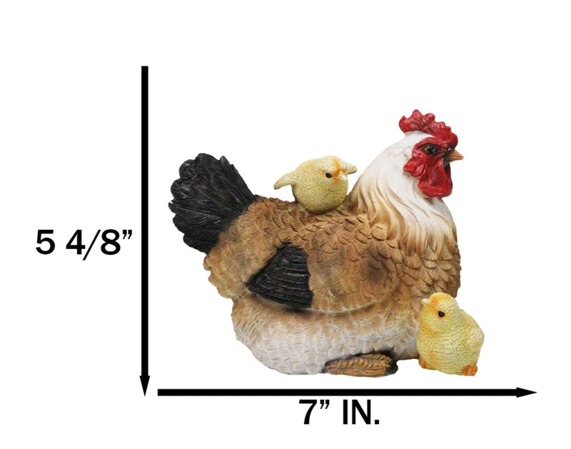 Rustic Farmhouse Chicken Mother Hen with Adorable Chicks Animal Family Figurine