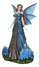 Large 17"H Blue And Purple Beautiful Lavender Garden Meadows Fairy Figurine
