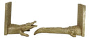 Nautical Marine Faux Gold Crocodile Alligator Head And Tail Bookends Pair Set