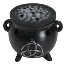 Wicca Sacred Triquetra Symbol Stars Cutout Witch Cauldron Incense Cone Burner