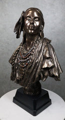 Large Tribal Indian Princess With Eagle Feather Headdress Statue 21 Inches Tall