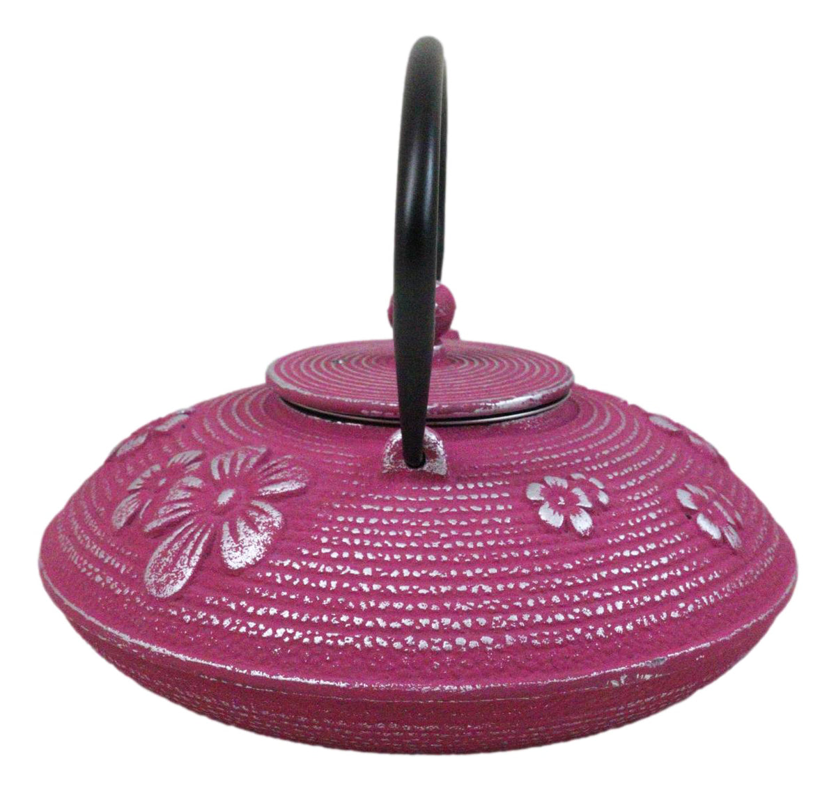 Magenta Ume Plum Blossoms Cast Iron Tetsubin Teapot With Enamel Liner