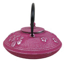 Magenta Ume Plum Blossoms Cast Iron Tetsubin Teapot With Enamel Liner