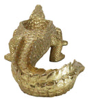 Large Gold Patina Crocodile Baring Razor Teeth Jewelry Tray Organizer Holder18"L