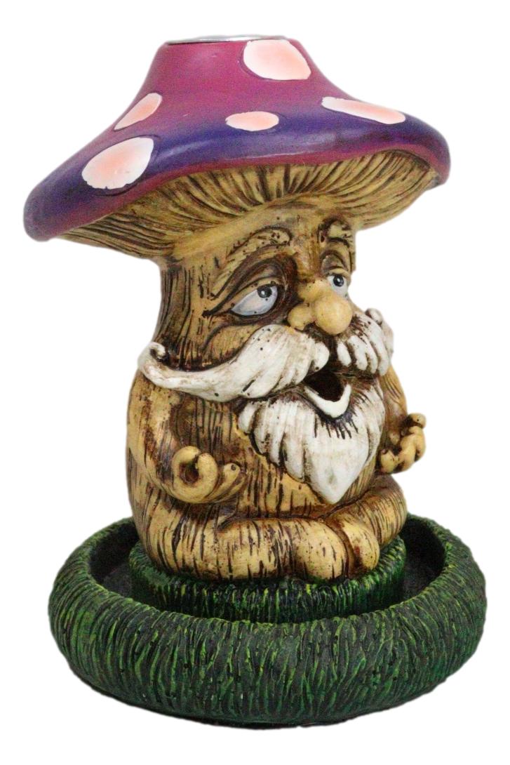 Whimsical Purple Toadstool Mushroom Greenman On Greens Backflow Incense Burner