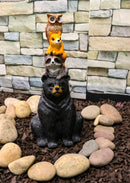 Woodlands Forest Totem Companions Black Bear Raccoon Squirrel Owl Stack Figurine