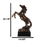 Large 20"H Western Black Beauty Prancing Horse Bronzed Resin Figurine With Base