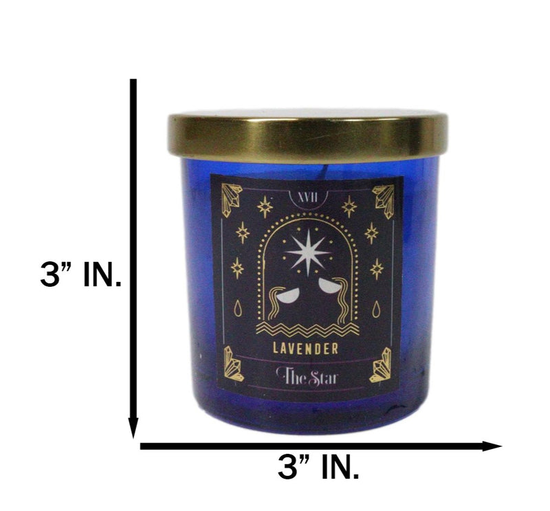 Wicca Witchcraft Mystic Tarot The Star Lavender Scented Pillar Candle Gold Lid