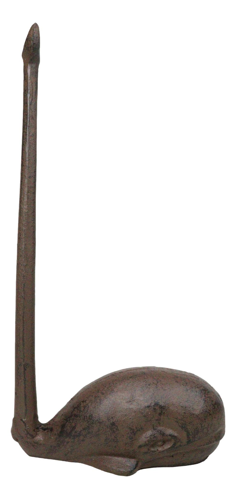 Rustic Cast Iron Marine Sperm Whale With Long Tail Kitchen Paper Towel Holder