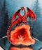 Red Monarch Dragon Climbing On Faux Geode Quartz Crystal Cavern Rock Figurine