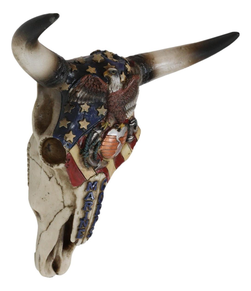 Western Marine Patriotic US Flag American Bald Eagle Cow Skull Wall Decor