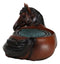 Rustic Western Brown Chestnut Horse Coaster Holder with Horseshoe Coasters Set