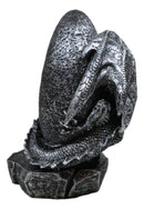 Gothic Dragon Guarding Crescent Moon with Faux Geode LED Crystals Figurine