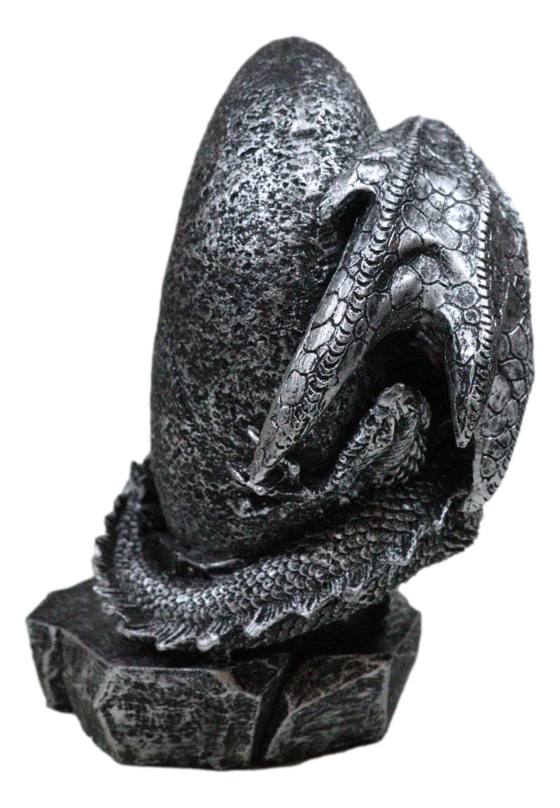 Gothic Dragon Guarding Crescent Moon with Faux Geode LED Crystals Figurine