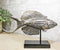 Nautical Marine Silver Tone Anthias Fish Sculpture With Museum Pole Stand Decor