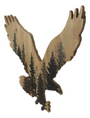 Large 23"L Bald Eagle Swooping With Pine Trees Forest Wooden Wall Decor Plaque