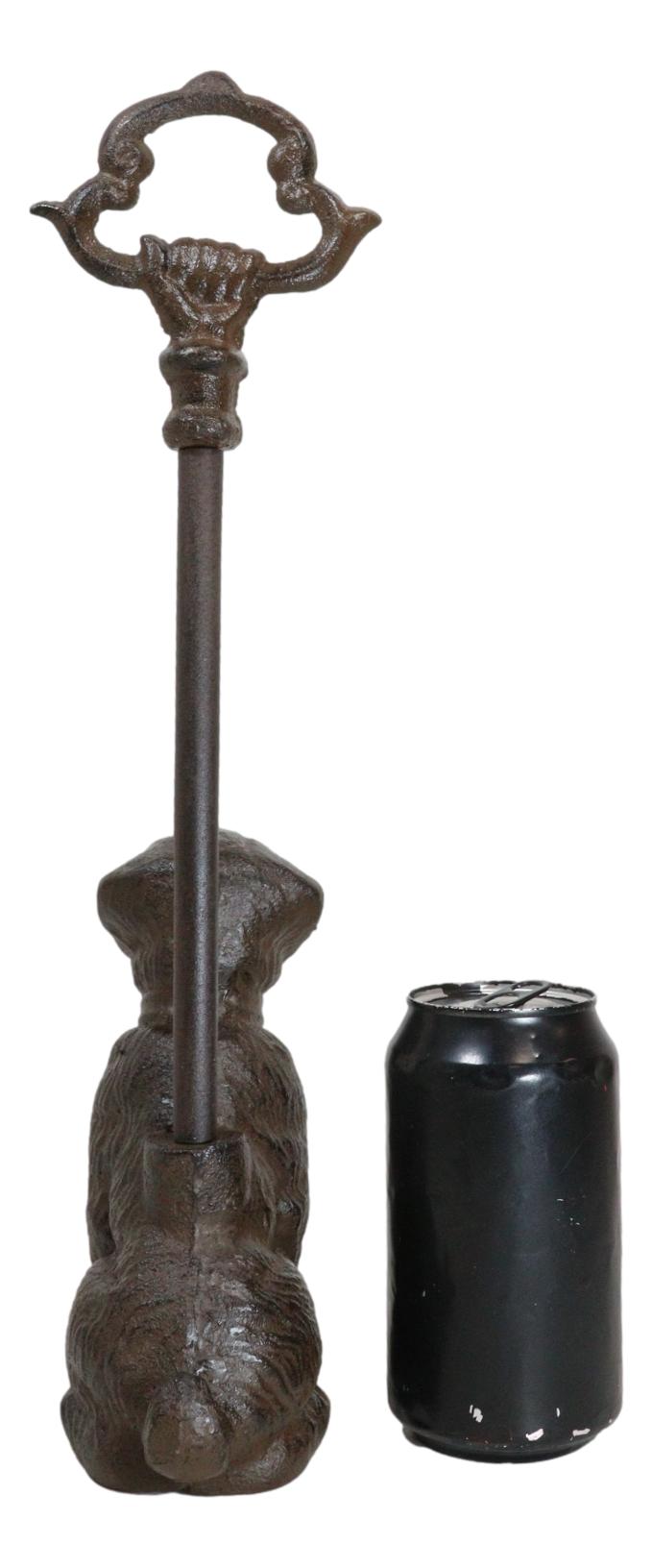 Rustic Cast Iron Scottish Terrier Puppy Dog Door Stop Or Porter With Long Handle