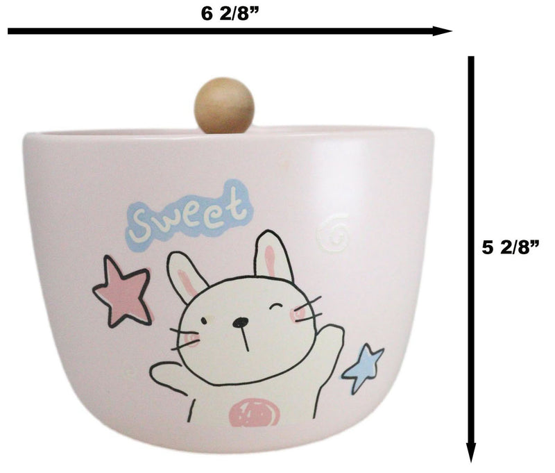 Whimsical Anime Sweet Rabbit Donburi Ramen Soup Bowl With Chopsticks And Lid