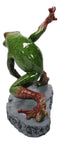 Green and Red Superhero Frog Spider Man in 3 Point Hero Pose Decor Figurine
