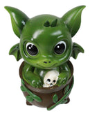 Green Ivy Drake Potion Pals Small Baby Dragon Imp Sitting in Cauldron Figurine