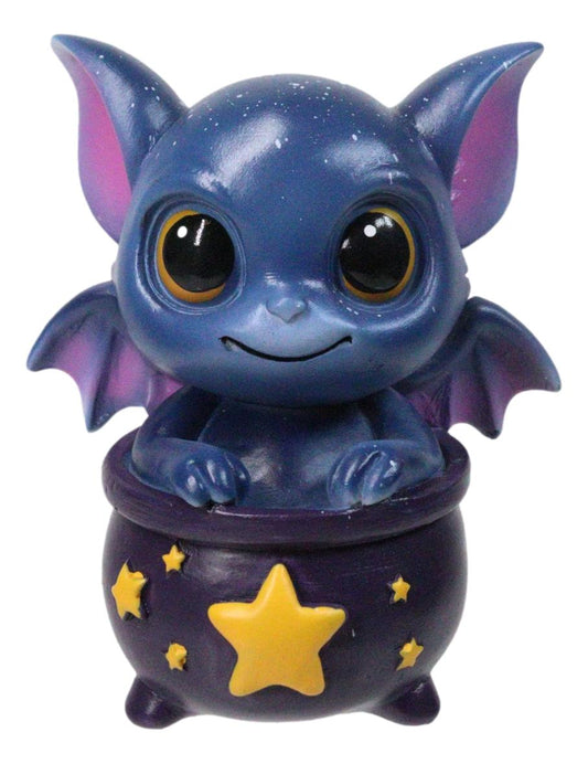 Blue Eve Drake Potion Pals Small Baby Dragon Imp Sitting in Cauldron Figurine