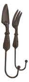 Pack of 2 Cast Iron Garden Hand Tool Fork and Trowel Wall Hooks For Coats Keys