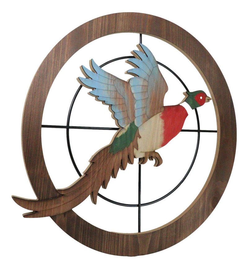 Rustic Pheasant Bird Hunting in Scope Crosshairs Hunting MDF Wood Wall Decor