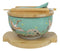 Turquoise Japanese Crane Donburi Ramen Bowl With Lid Trivet Spoon Chopsticks Set