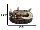 Rustic Western Forest Deer Antlers With Tree Rings Coasters And Holder Set