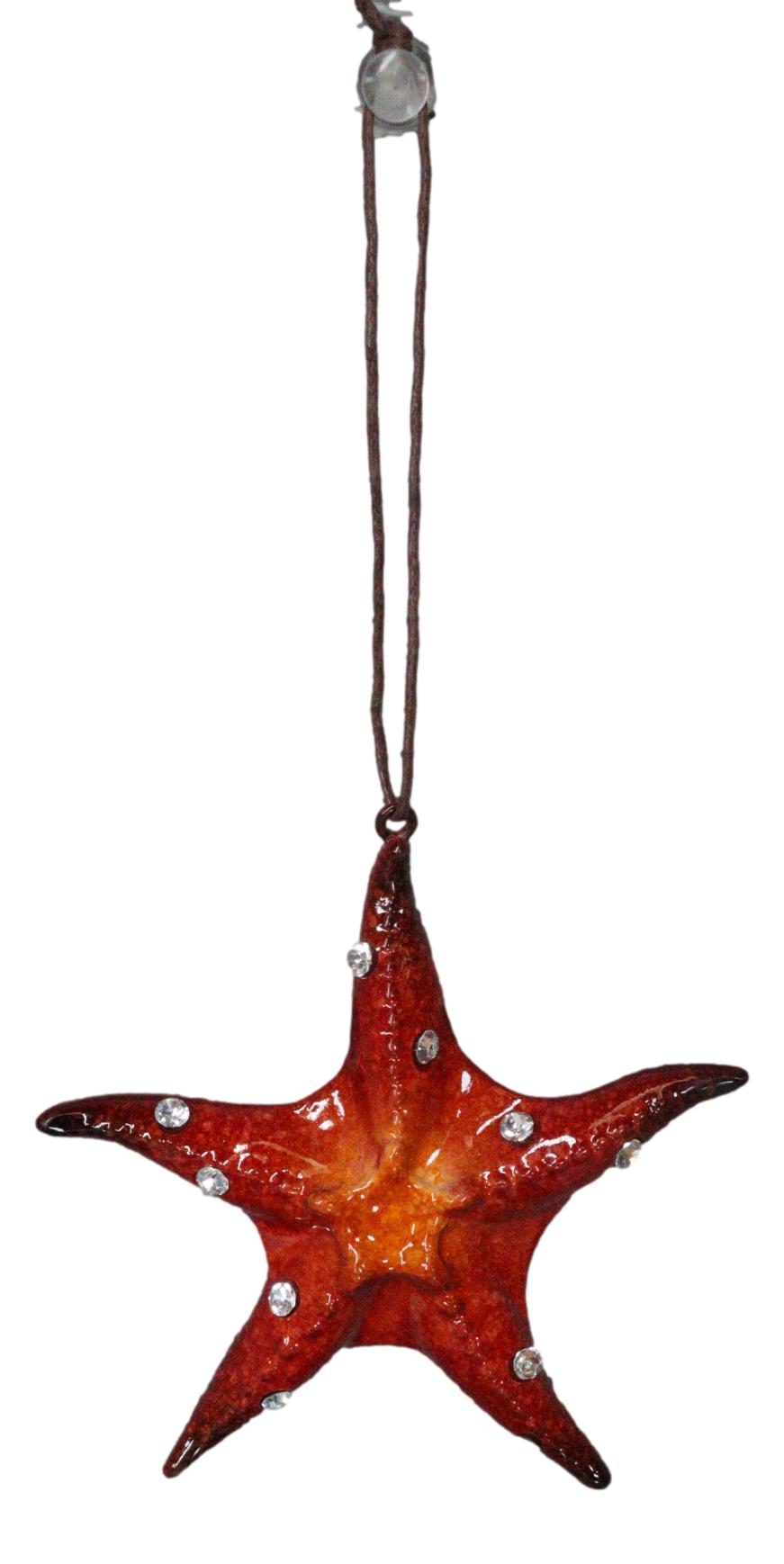 Set Of 6 Red Starfish Sea Stars Ocean Marine Wall Hanging Decor Tree Ornaments