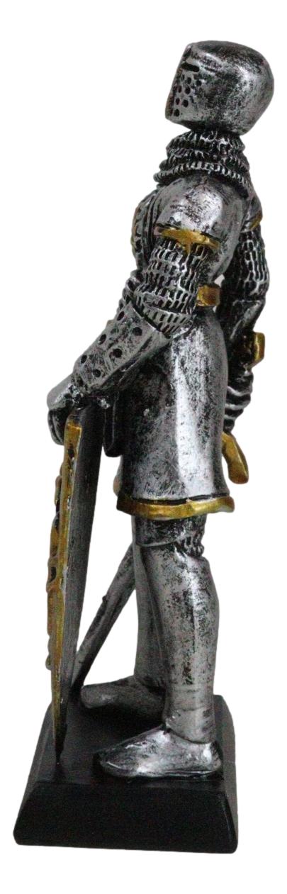 Medieval Knight In Suit Of Armor With Sword And Heraldry Shield Mini Figurine